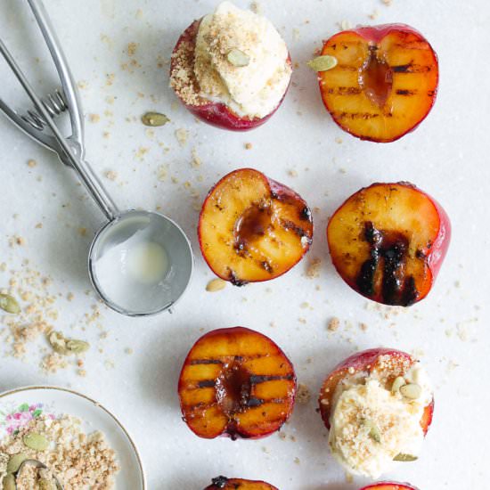 Grilled Nectarines & Almond Crumb