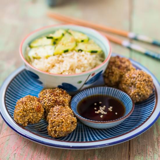 Lamb meatballs teriyaki sauce