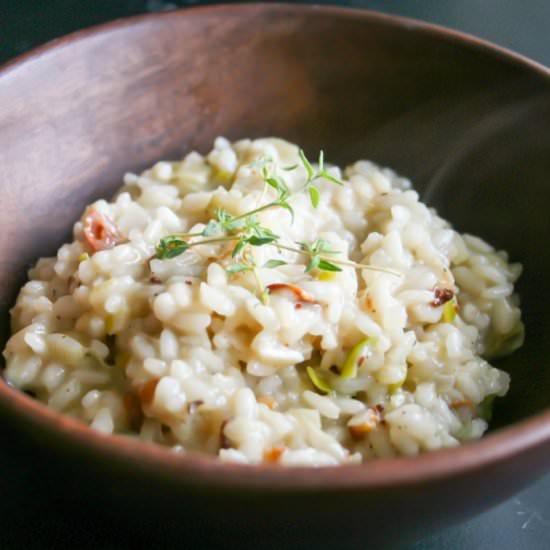 creamy pancetta leek risotto