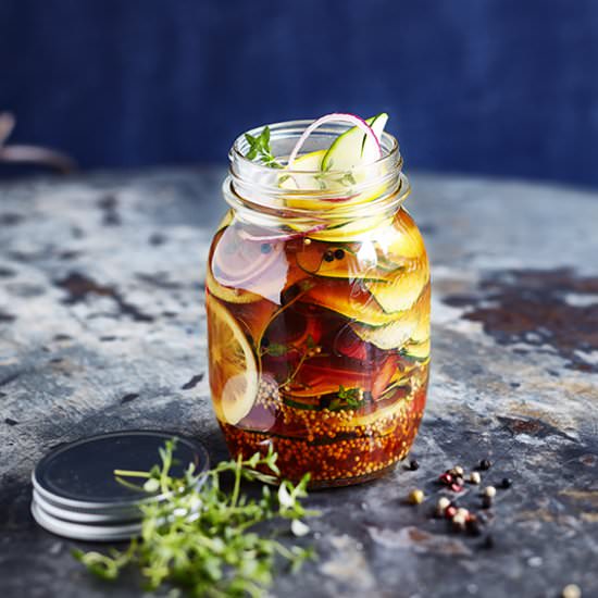 Sweet and sour pickled Zucchini