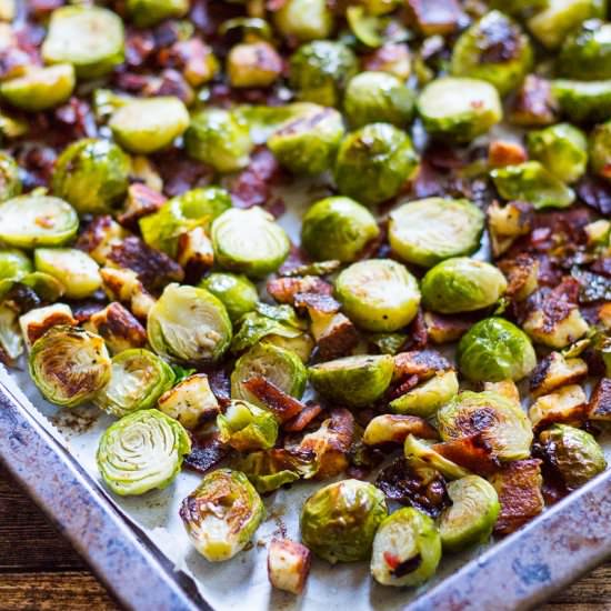 Bacon Brussels Sprouts and Halloumi