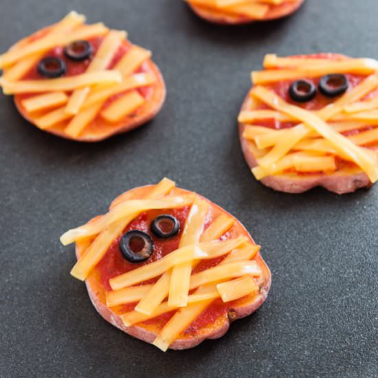 Halloween Potato Pizza Mummies
