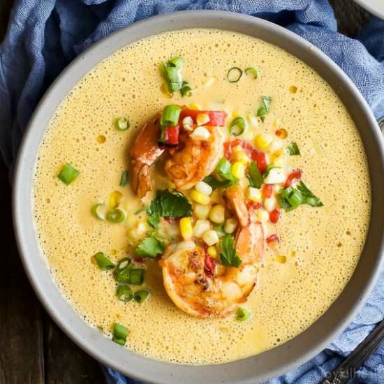 Blender Corn Chowder with Shrimp