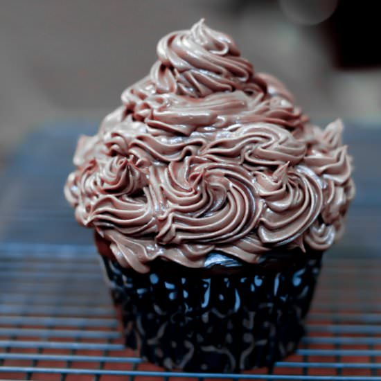 Dark Chocolate Cupcakes with Ganache