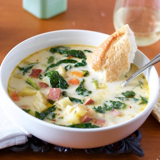 Creamy Kielbasa Kale Soup