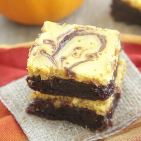 Pumpkin Cheesecake Swirl Brownies