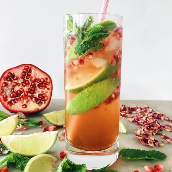 Pomegranate, Mint + Rose Spritz