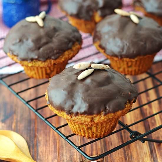 Chocolate Glazed Ginger-Pumpkin Muffins