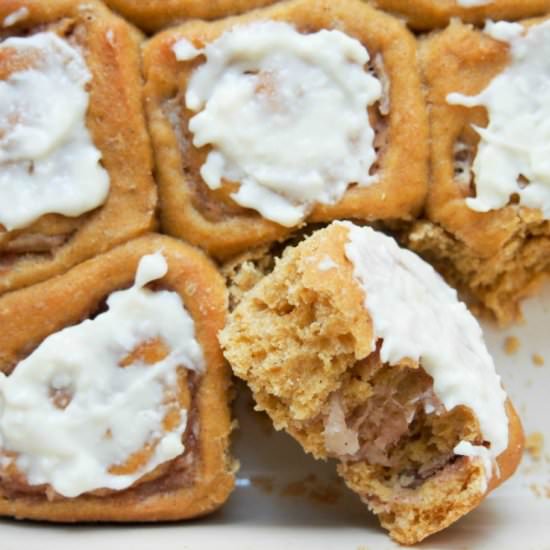 Pumpkin Cinnamon Rolls w/ Apple