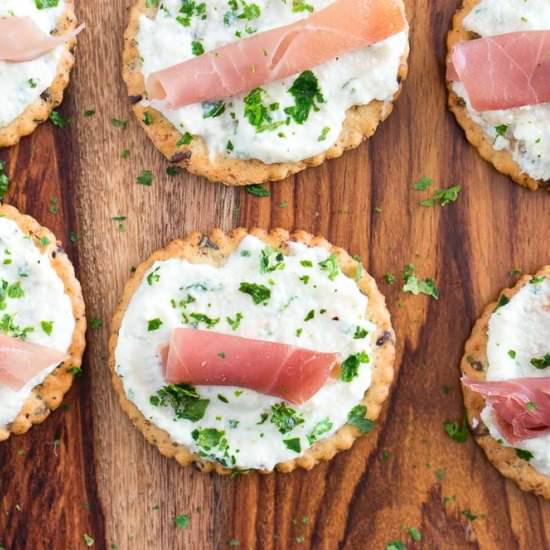 Ricotta and Prosciutto Crackers