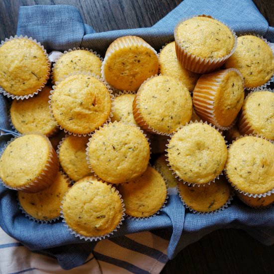 Rosemary Honey Cornbread Muffins