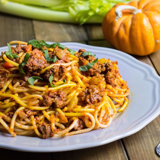 Pumpkin Bolognese Spaghetti
