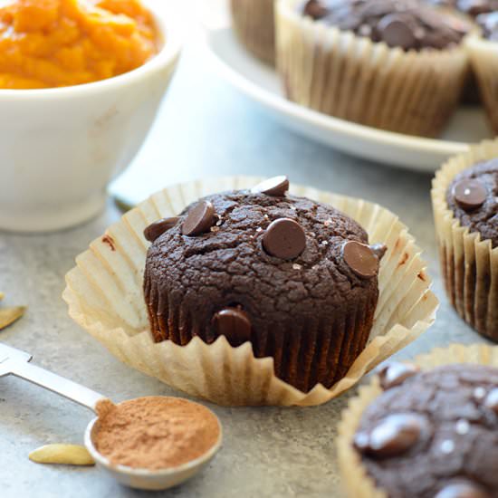 Oil-Free Chocolate Pumpkin Muffins