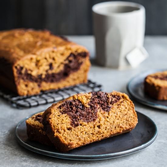 Vegan Pumpkin Chocolate Marble Loaf
