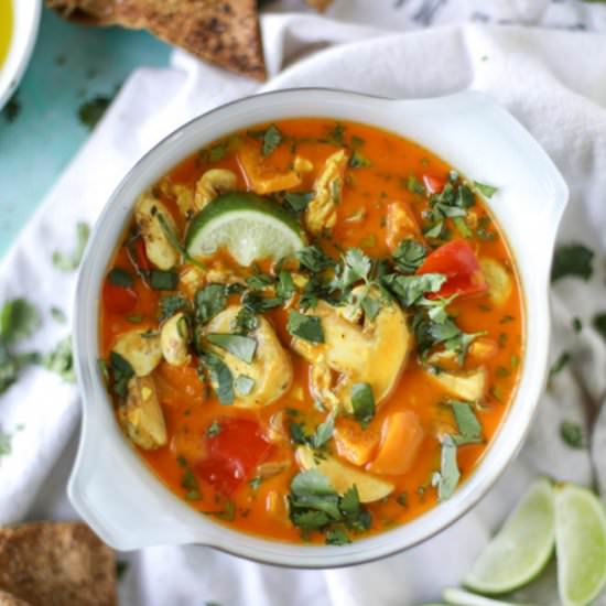 Golden coconut chicken soup