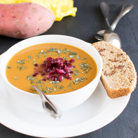Sweet Potato Pomegranate Soup