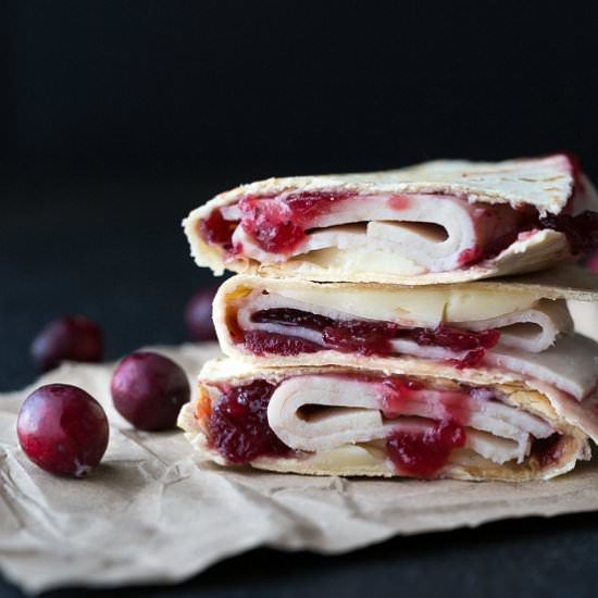 Turkey Cranberry Brie Quesadillas