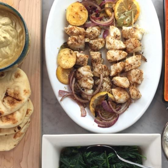 Turkish-Spiced Halibut Skewers