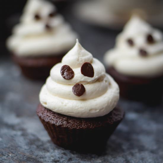 Ghostly Mocha Mint Choco Cupcakes