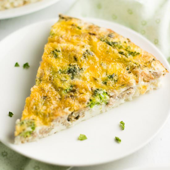 Broccoli & Cheddar Turkey Quiche