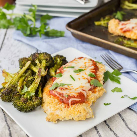 Baked Chicken Parmesan and Broccoli