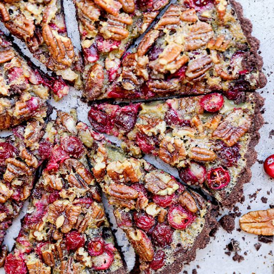 Chocolate Cranberry Pecan Tart