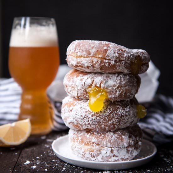 Beer Doughnuts with IPA Lemon Curd