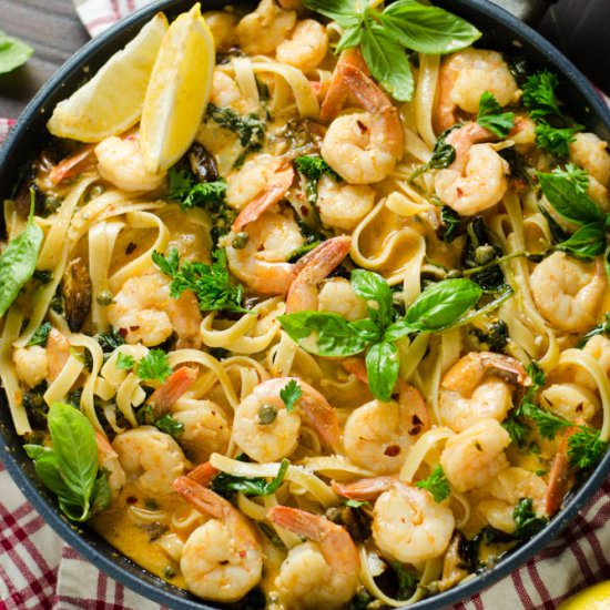 Creamy Lemon Butter Shrimp Pasta