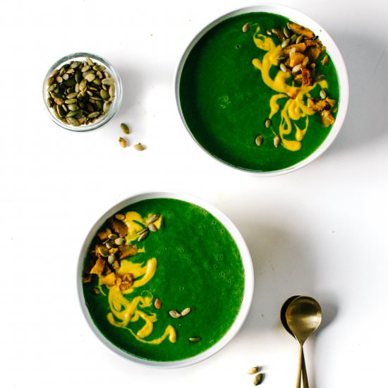 Miso Kale Soup with Kabocha Cream