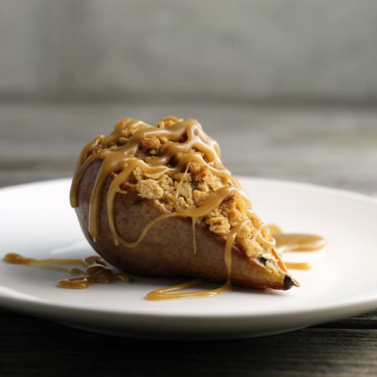 Crumble Topped Baked Pear