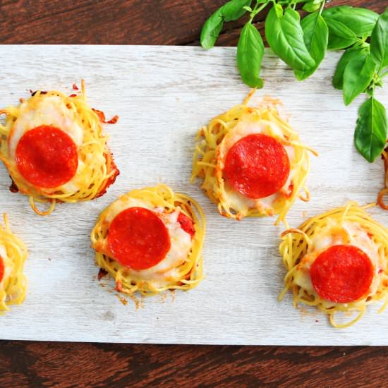 Mini Pepperoni Spaghetti Pizzas