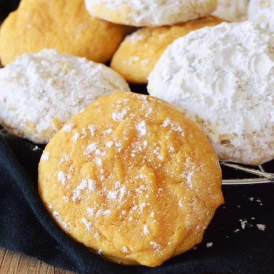 Soft Pumpkin Snowball Cookies
