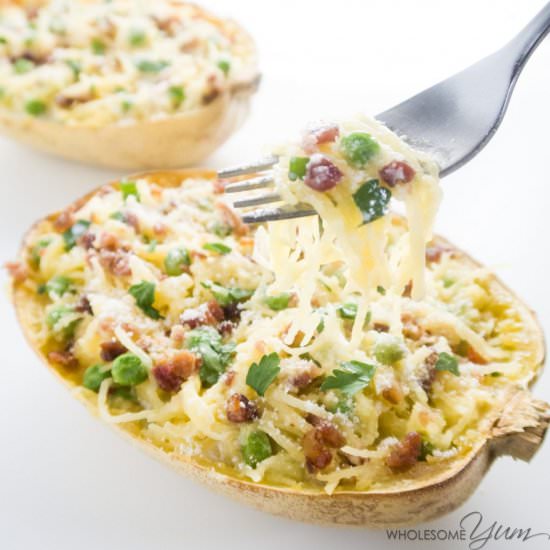 Spaghetti Squash Carbonara Low Carb