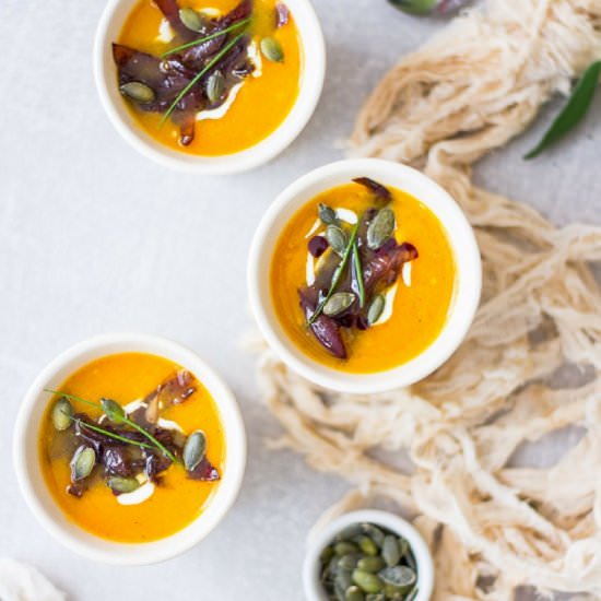 Pumpkin Soup with Balsamic Onions