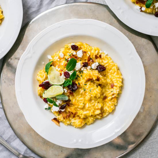 Pumpkin Risotto with Goat Cheese