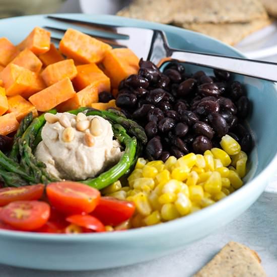 Rainbow Veggie Hummus Bowl