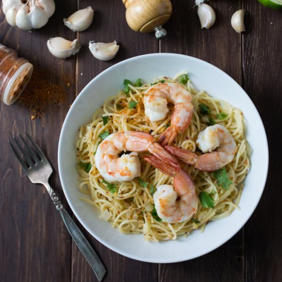 Mojo de Ajo Shrimp Pasta