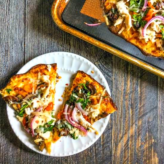 Chicken Vegetable Pizza (Low Carb)