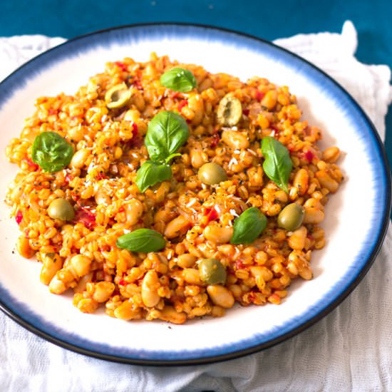 Tomato Barley Basil Risotto