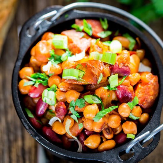 One Pot Smoked Sausage and Beans
