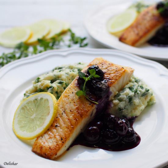 Halibut with Blueberry Sauce