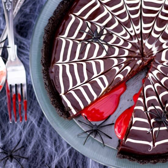 Bloody Spider Web Chocolate Tart
