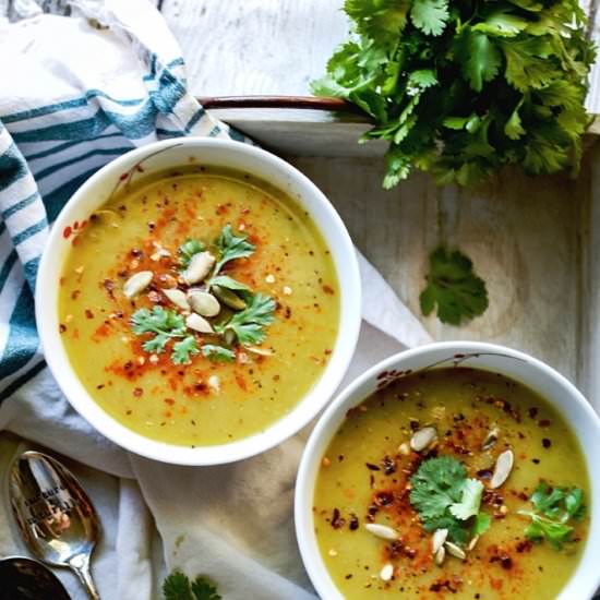 Cozy Sweet Potato + Leek Soup