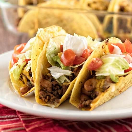 BEEF AND BEAN OVEN TACOS