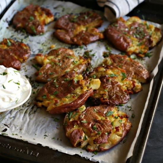 Crispy Curried Smashed Potatoes