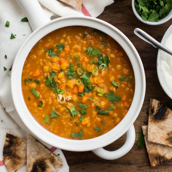 Curry Split Pea Soup with Carrots