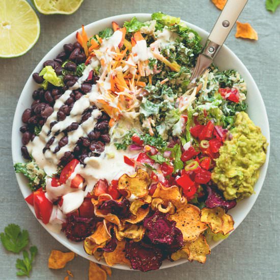 Mexican Kale Salad with Cashew Dres