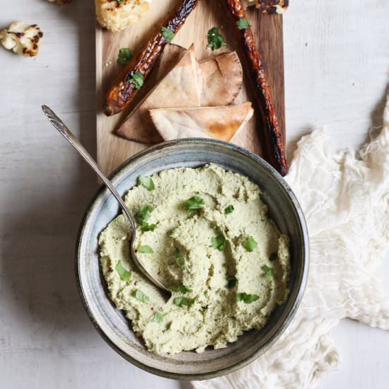 Roasted Cauliflower Edamame Hummus