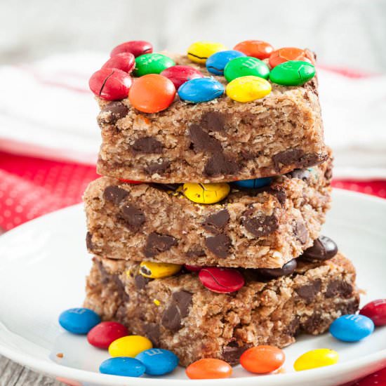 chewy monster cookie bars