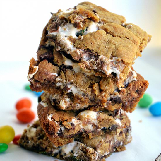 Halloween Candy S’mores Cookie Bars